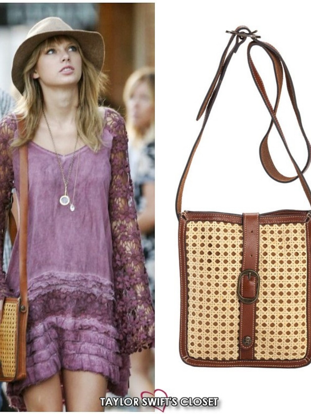 Rare Patricia Nash Taylor Swift Cottagecore Rattan Crossbody Bag Brown Leather